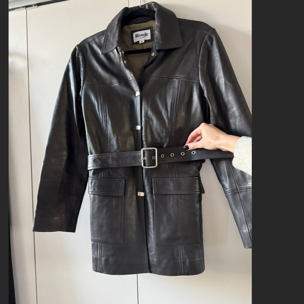 Warn Once - Rouje Paris Brown Leather Jacket with Belt